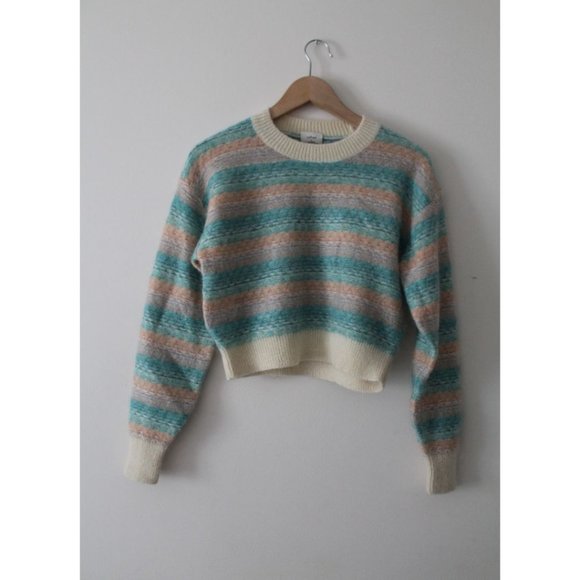 Wilfred Cadence Fair Isle Mohair Sweater Orange Teal Size XS - Picture 2 of 6